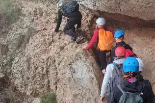 Sortida del grup CIM (Claver i Muntanya) als graus de la Morera de Montsant, als trams de Barrots i Carrasclet