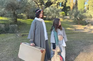 Escena del Pessebre Vivent al bosc del Claver, en la seva primera edició el 15 de desembre de 2024