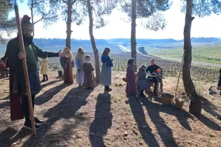 Escena del Pessebre Vivent al bosc del Claver, en la seva primera edició el 15 de desembre de 2024