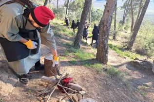 Escena del Pessebre Vivent al bosc del Claver, en la seva primera edició el 15 de desembre de 2024