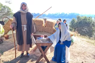 Escena del Pessebre Vivent al bosc del Claver, en la seva primera edició el 15 de desembre de 2024