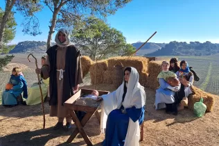 Escena del Pessebre Vivent al bosc del Claver, en la seva primera edició el 15 de desembre de 2024