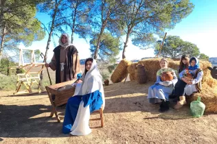 Escena del Pessebre Vivent al bosc del Claver, en la seva primera edició el 15 de desembre de 2024