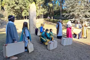 Escena del Pessebre Vivent al bosc del Claver, en la seva primera edició el 15 de desembre de 2024