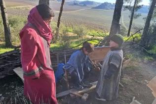 Escena del Pessebre Vivent al bosc del Claver, en la seva primera edició el 15 de desembre de 2024