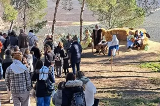 Escena del Pessebre Vivent al bosc del Claver, en la seva primera edició el 15 de desembre de 2024