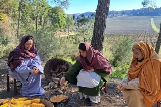 Escena del Pessebre Vivent al bosc del Claver, en la seva primera edició el 15 de desembre de 2024