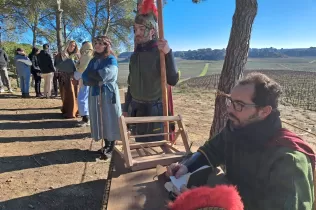 Escena del Pessebre Vivent al bosc del Claver, en la seva primera edició el 15 de desembre de 2024